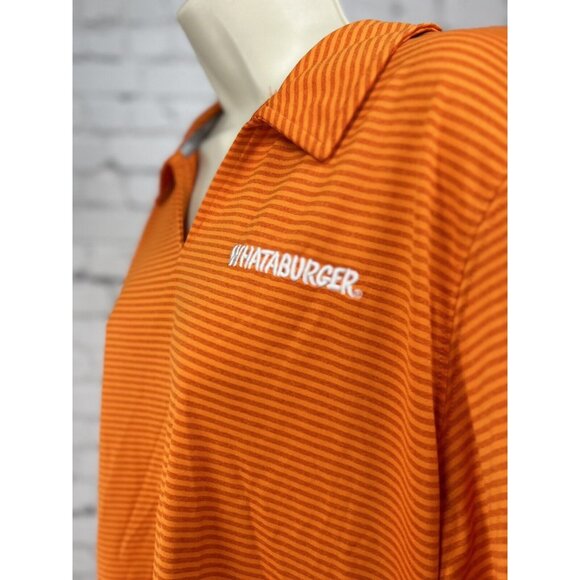 Whataburger Orange Striped V Neck Collard Breathable Uniform Top Size Large L - Picture 4 of 11
